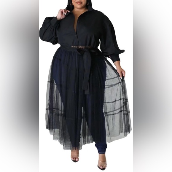 Long, Netted, Button Down Top - Picture 6 of 6